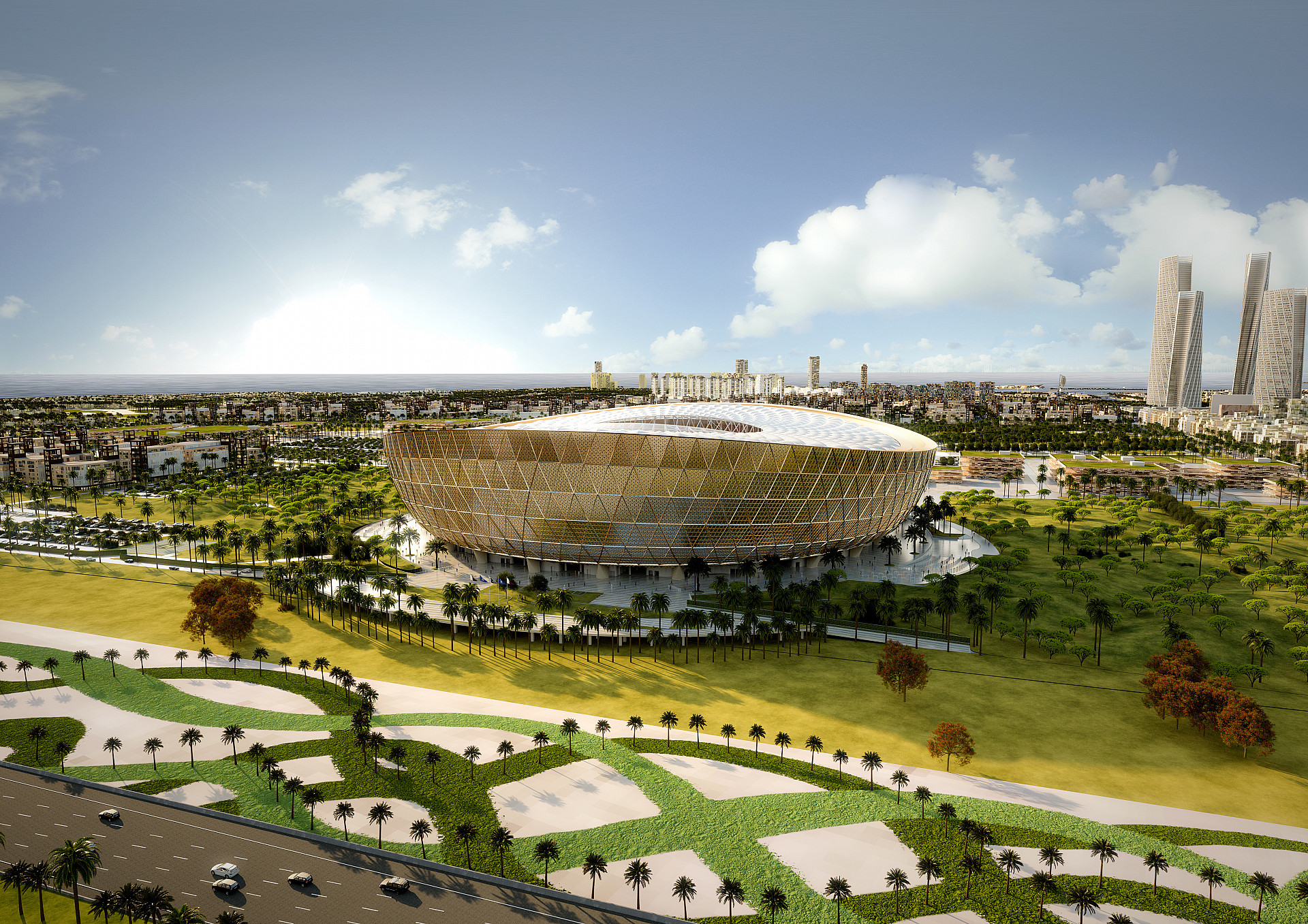 thumbnail image 2 of Qatar 2022 Lusail Stadium Miniature Sheet - Mint Never Hinged (MNH) First Day Issue 2 of 6
